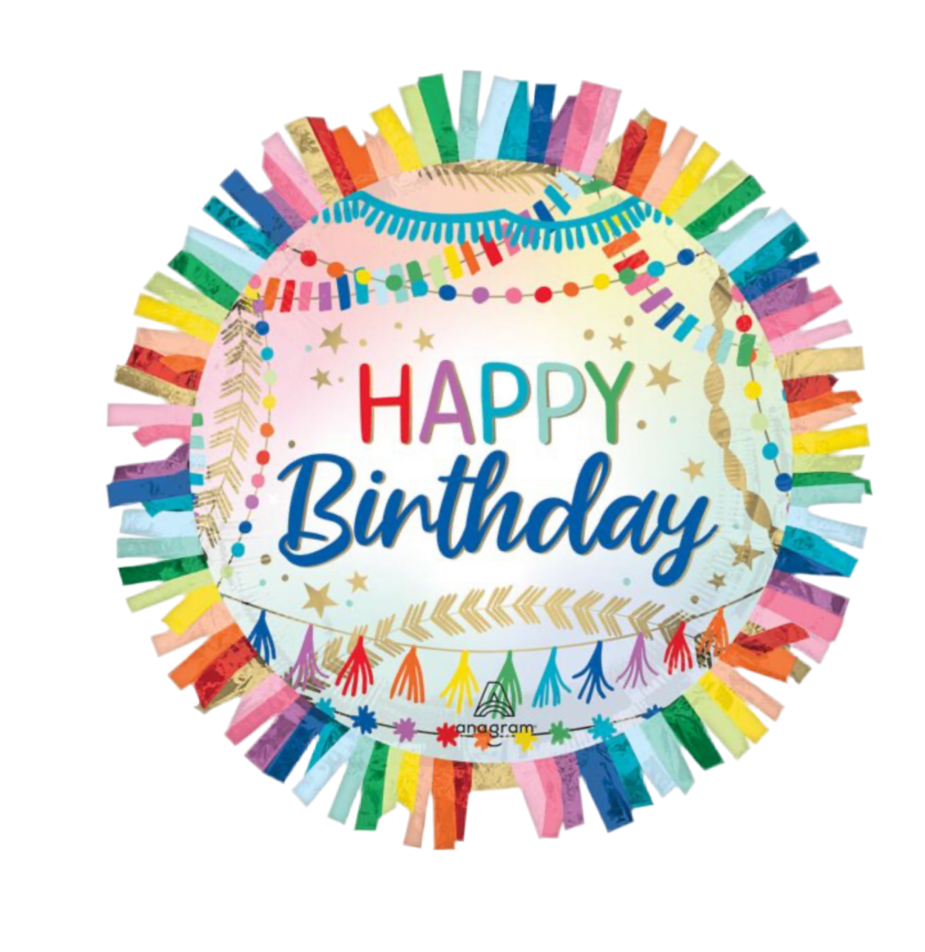 Anagram 24" Happy Birthday Streamers Fringe Foil Balloon